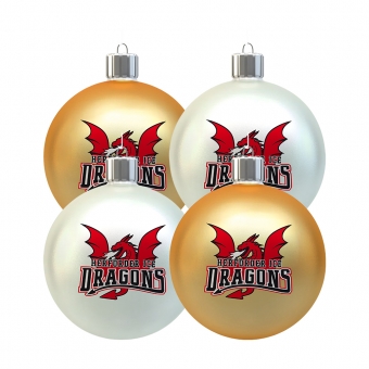 Ice Dragons - 4er Set Weihnachtskugeln - weiss/gold
